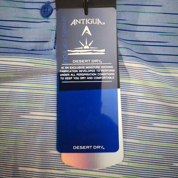 NWT Antigua Blue Green & Purple Striped Ladies Size Large Straight Fit Polo - Picture 7 of 13